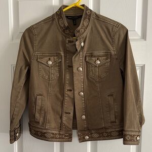 White House Black Market Tan Embroidered Jacket